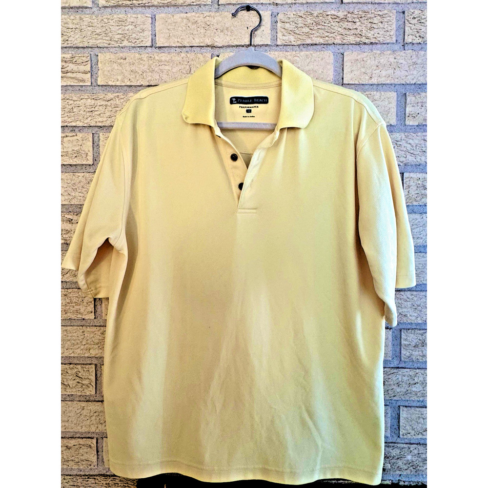 Pebble Beach Performance Golf Polo Shirt Short Sleeve Men's Size Medium Yellow